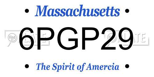 6PGP29 Massachusetts License Plate