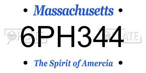 6PH344 Massachusetts License Plate