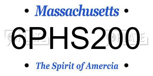 6PHS200 Massachusetts License Plate