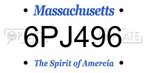 6PJ496 Massachusetts License Plate