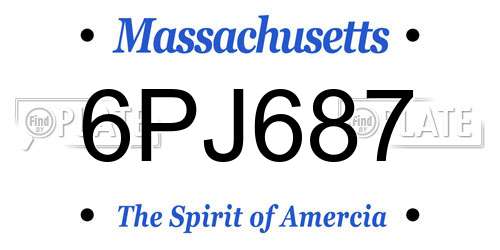 6PJ687 Massachusetts License Plate