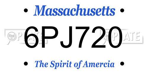 6PJ720 Massachusetts License Plate