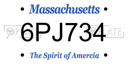 6PJ734 Massachusetts License Plate