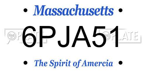 6PJA51 Massachusetts License Plate