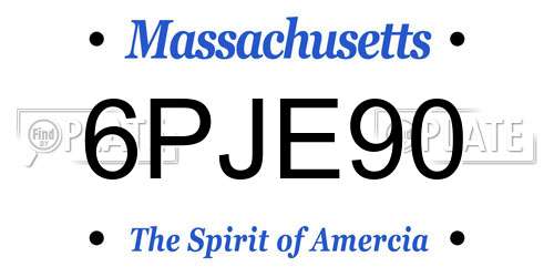 6PJE90 Massachusetts License Plate