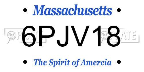 6PJV18 Massachusetts License Plate