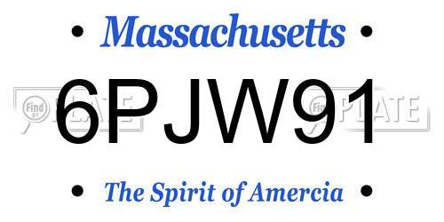 6PJW91 Massachusetts License Plate