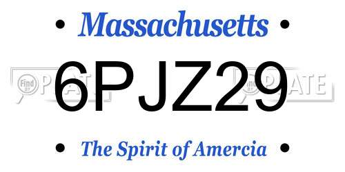 6PJZ29 Massachusetts License Plate
