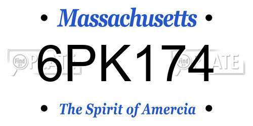 6PK174 Massachusetts License Plate