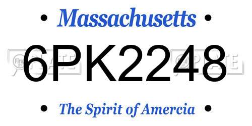 6PK2248 Massachusetts License Plate