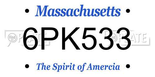 6PK533 Massachusetts License Plate