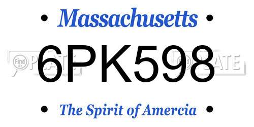 6PK598 Massachusetts License Plate