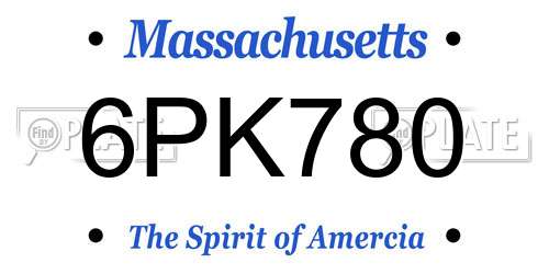 6PK780 Massachusetts License Plate