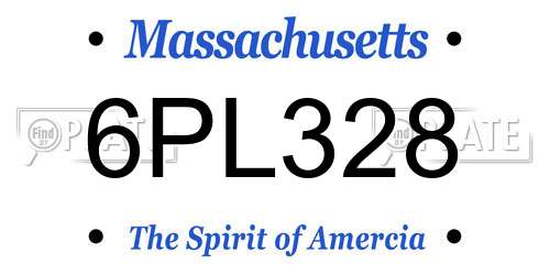 6PL328 Massachusetts License Plate