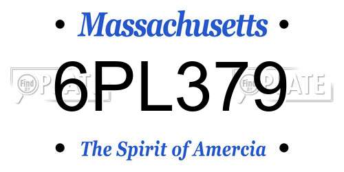 6PL379 Massachusetts License Plate