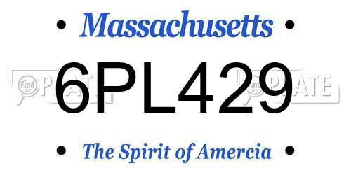 6PL429 Massachusetts License Plate