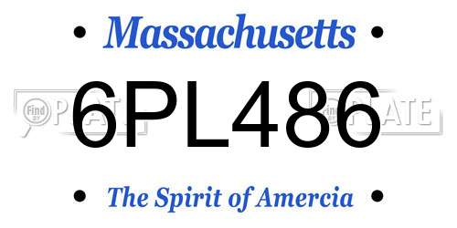 6PL486 Massachusetts License Plate