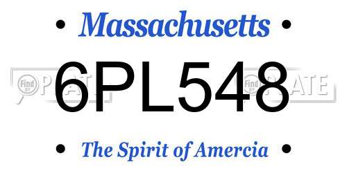 6PL548 Massachusetts License Plate