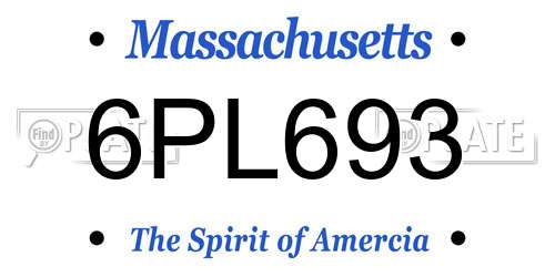 6PL693 Massachusetts License Plate