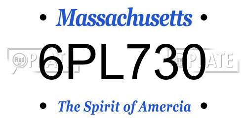 6PL730 Massachusetts License Plate