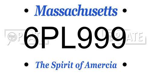 6PL999 Massachusetts License Plate