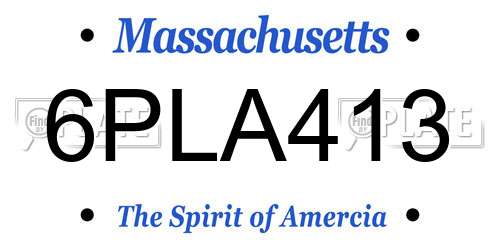6PLA413 Massachusetts License Plate