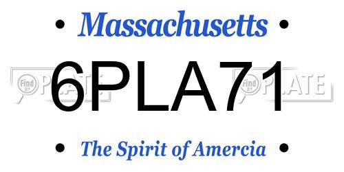 6PLA71 Massachusetts License Plate