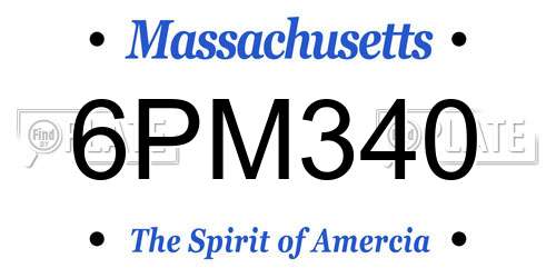 6PM340 Massachusetts License Plate