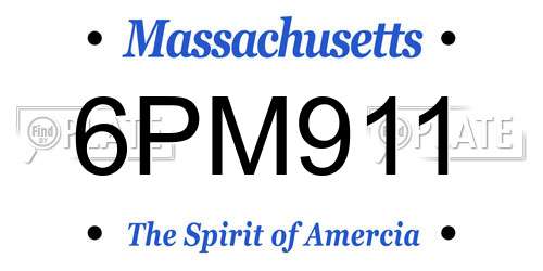 6PM911 Massachusetts License Plate