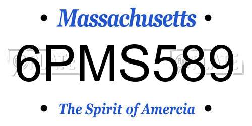 6PMS589 Massachusetts License Plate