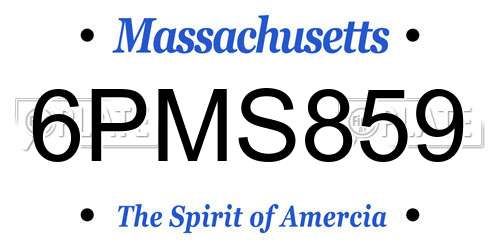 6PMS859 Massachusetts License Plate