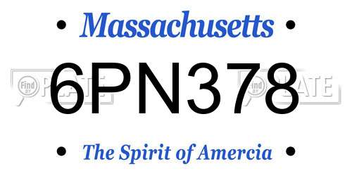 6PN378 Massachusetts License Plate