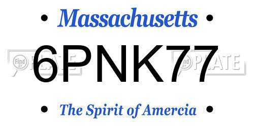 6PNK77 Massachusetts License Plate