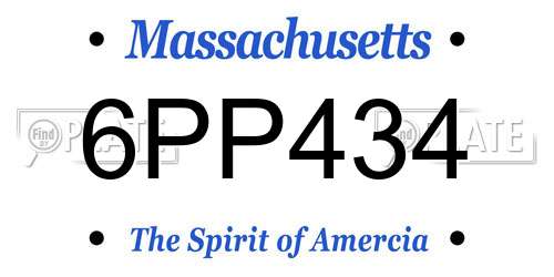 6PP434 Massachusetts License Plate