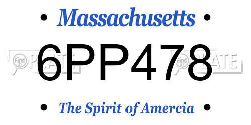6PP478 Massachusetts License Plate