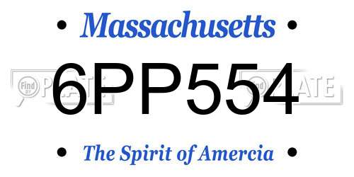 6PP554 Massachusetts License Plate