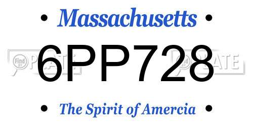 6PP728 Massachusetts License Plate