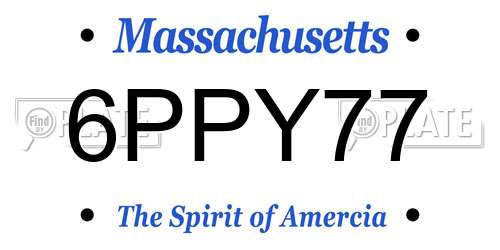 6PPY77 Massachusetts License Plate