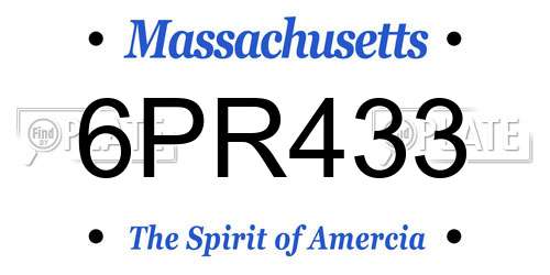 6PR433 Massachusetts License Plate