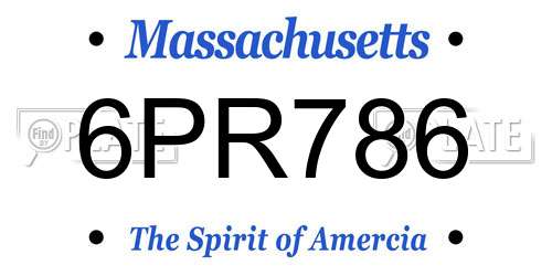 6PR786 Massachusetts License Plate
