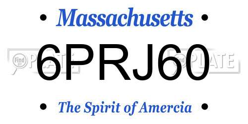 6PRJ60 Massachusetts License Plate