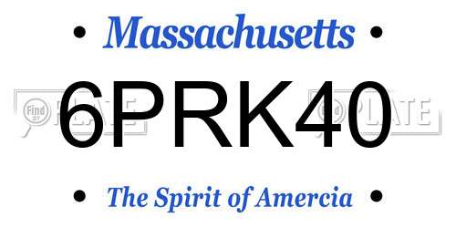 6PRK40 Massachusetts License Plate