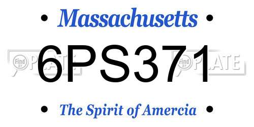 6PS371 Massachusetts License Plate