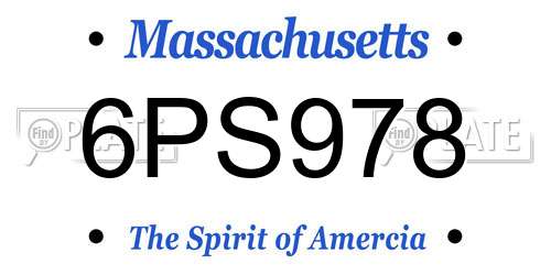6PS978 Massachusetts License Plate