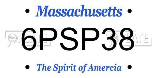6PSP38 Massachusetts License Plate