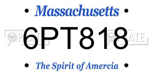 6PT818 Massachusetts License Plate