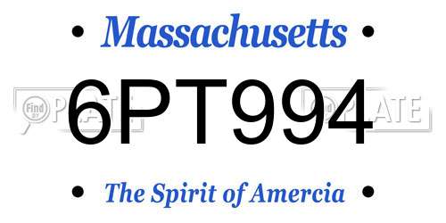 6PT994 Massachusetts License Plate