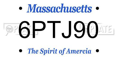 6PTJ90 Massachusetts License Plate