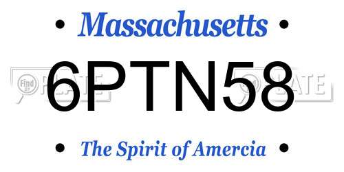 6PTN58 Massachusetts License Plate