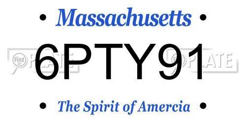 6PTY91 Massachusetts License Plate